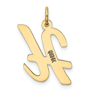 10K Yellow Gold Large Script Letter H Initial Charm