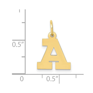 10K Yellow Gold Small Block Initial A Charm