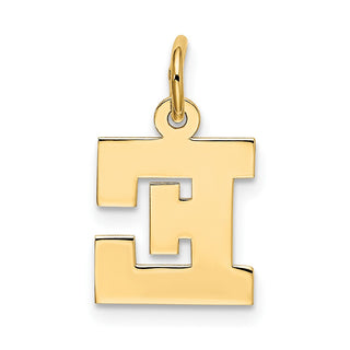10K Yellow Gold Small Block Initial E Charm