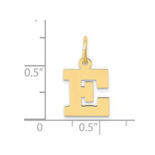 10K Yellow Gold Small Block Initial E Charm