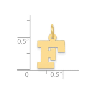 10K Yellow Gold Small Block Initial F Charm