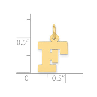 10K Yellow Gold Small Block Initial F Charm