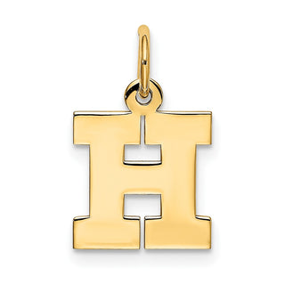 10K Yellow Gold Small Block Initial H Charm