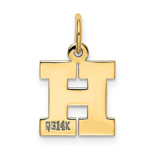 10K Yellow Gold Small Block Initial H Charm
