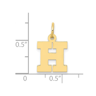 10K Yellow Gold Small Block Initial H Charm