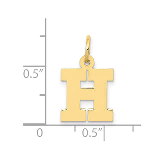 10K Yellow Gold Small Block Initial H Charm