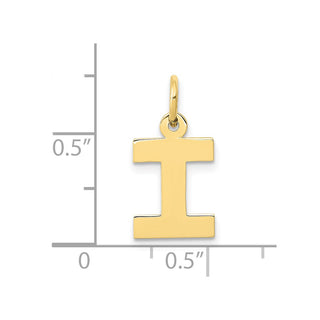 10K Yellow Gold Small Block Initial I Charm