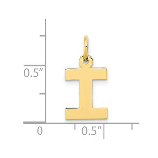 10K Yellow Gold Small Block Initial I Charm