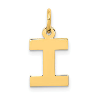10K Yellow Gold Small Block Initial I Charm