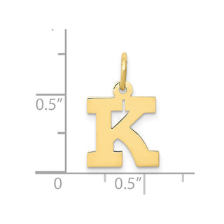 10K Yellow Gold Small Block Initial K Charm