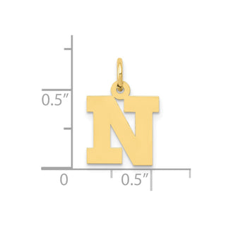 10K Yellow Gold Small Block Initial N Charm
