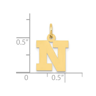10K Yellow Gold Small Block Initial N Charm