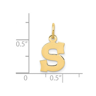 10K Yellow Gold Small Block Initial S Charm