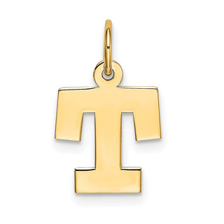 10K Yellow Gold Small Block Initial T Charm