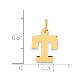 10K Yellow Gold Small Block Initial T Charm