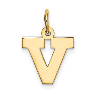 10K Yellow Gold Small Block Initial V Charm