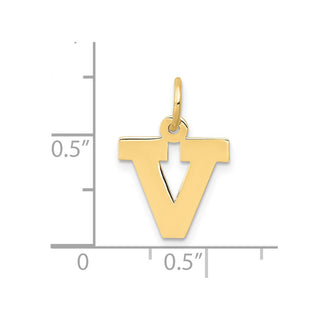 10K Yellow Gold Small Block Initial V Charm