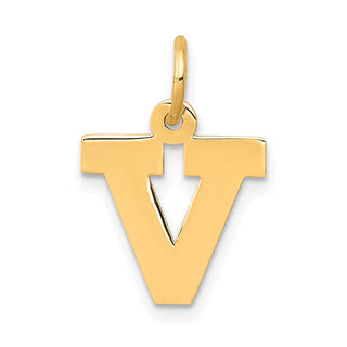 10K Yellow Gold Small Block Initial V Charm