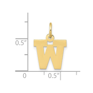 10K Yellow Gold Small Block Initial W Charm