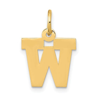 10K Yellow Gold Small Block Initial W Charm