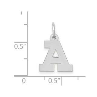 10k White Gold Small Block Initial A Charm