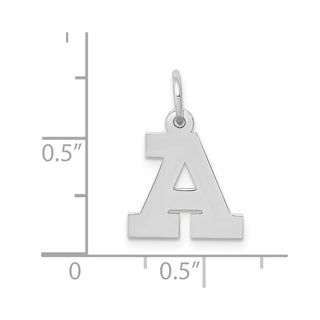 10k White Gold Small Block Initial A Charm