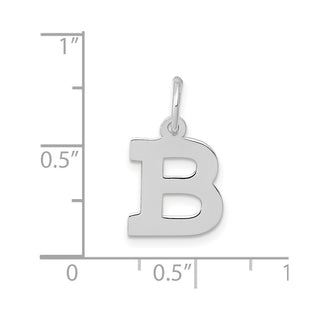 10k White Gold Small Block Initial B Charm