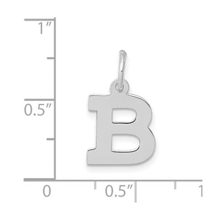 10k White Gold Small Block Initial B Charm