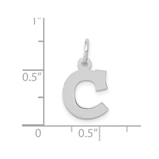 10k White Gold Small Block Initial C Charm