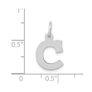 10k White Gold Small Block Initial C Charm