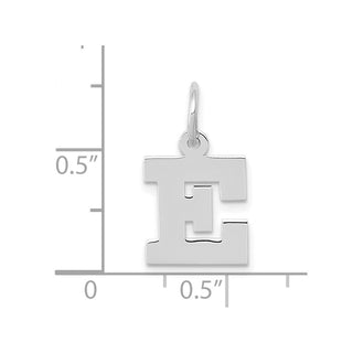 10k White Gold Small Block Initial E Charm