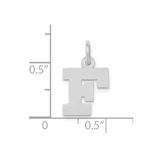 10k White Gold Small Block Initial F Charm