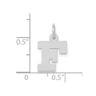 10k White Gold Small Block Initial F Charm