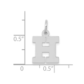 10k White Gold Small Block Initial H Charm
