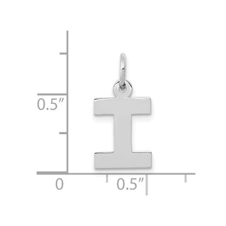 10k White Gold Small Block Initial I Charm