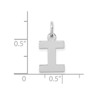 10k White Gold Small Block Initial I Charm