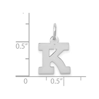 10k White Gold Small Block Initial K Charm
