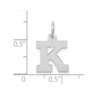 10k White Gold Small Block Initial K Charm