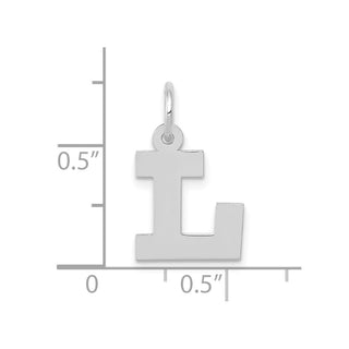 10k White Gold Small Block Initial L Charm