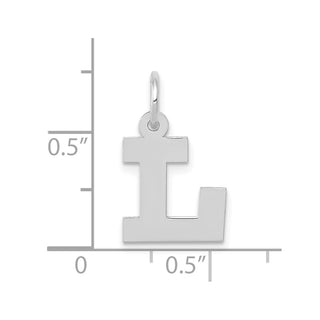 10k White Gold Small Block Initial L Charm