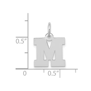 10k White Gold Small Block Initial M Charm