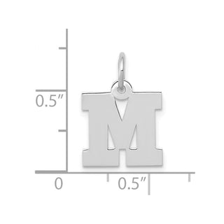 10k White Gold Small Block Initial M Charm
