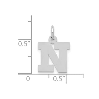10k White Gold Small Block Initial N Charm