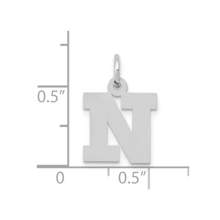 10k White Gold Small Block Initial N Charm