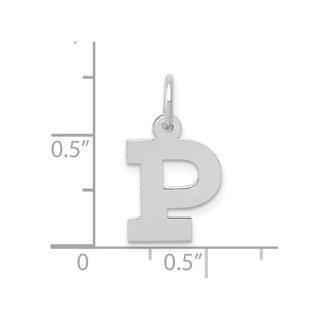 10k White Gold Small Block Initial P Charm