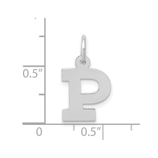 10k White Gold Small Block Initial P Charm