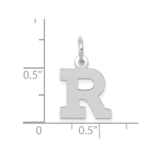 10k White Gold Small Block Initial R Charm