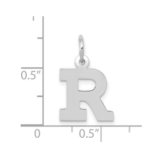 10k White Gold Small Block Initial R Charm