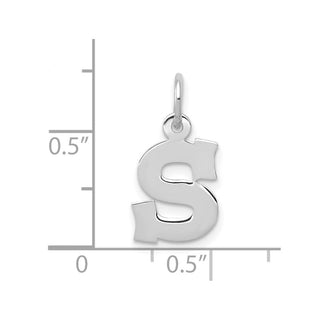 10k White Gold Small Block Initial S Charm
