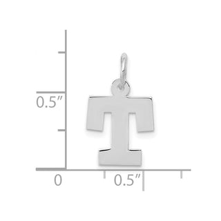 10k White Gold Small Block Initial T Charm